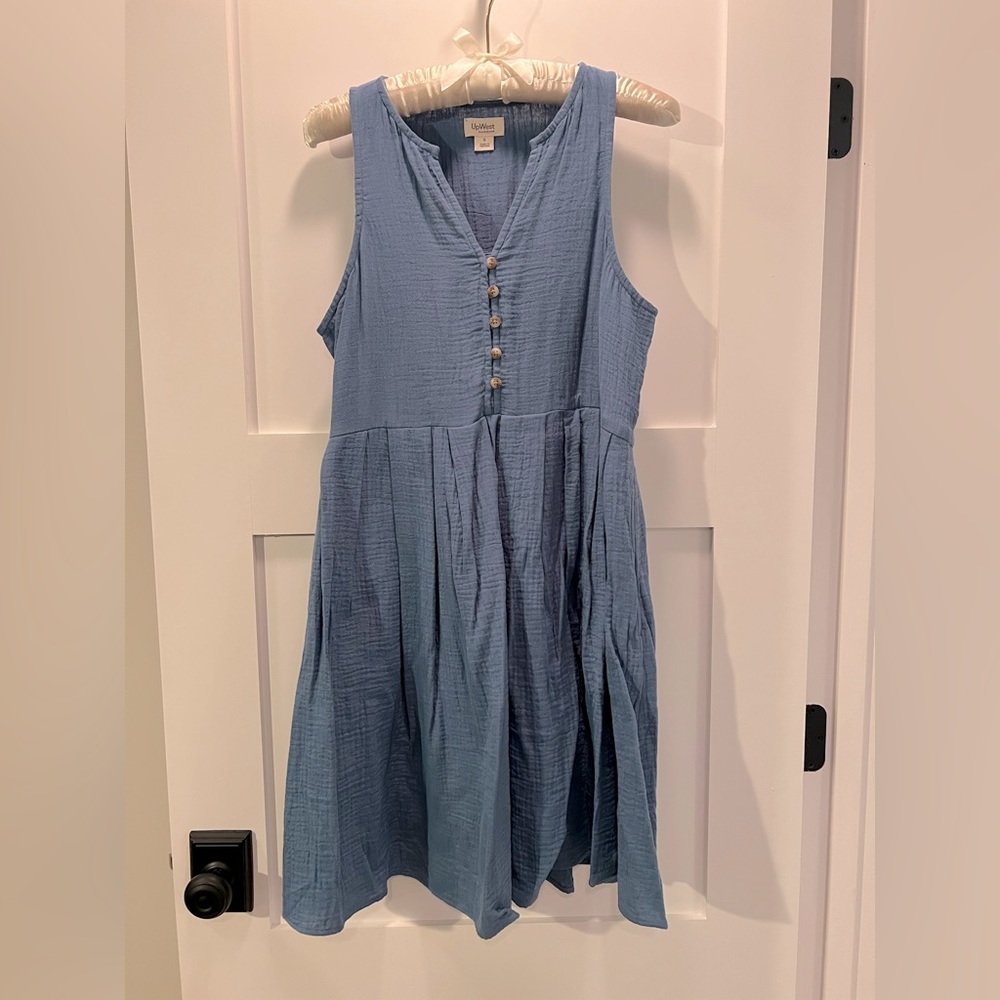 UpWest sleeveless gauze button front dress